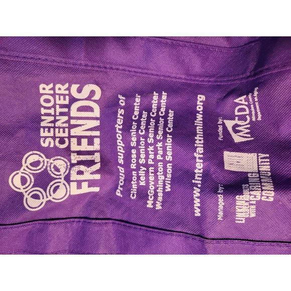 senior center Friends purple tote bag reusable - Picture 3 of 3